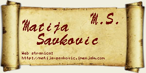 Matija Savković vizit kartica